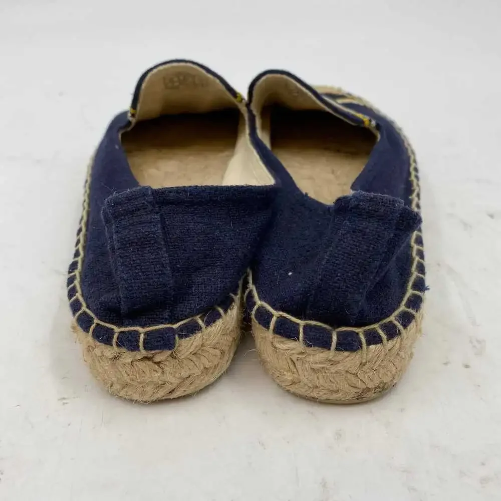 Soludos Navy Blue Yellow Embroidered Espadrille Flats | Women’s 7